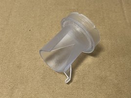 3D V-Naht Folienbeuteldüse, Raupengeometrie 27x30mm mit Anschlag