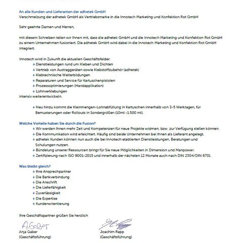 Fusion Innotech und adhetek