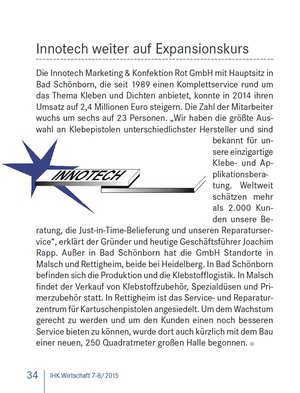 IHK Karlsruhe Artikel über Innotech